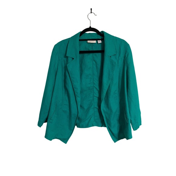 Chico's Jackets & Blazers - Chico's Linen Blazer‎ Jacket Women's Career Casual Elegant Kelly Green